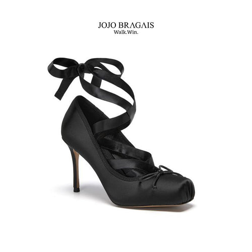 Ballerina Heels Silk Black Stiletto Type